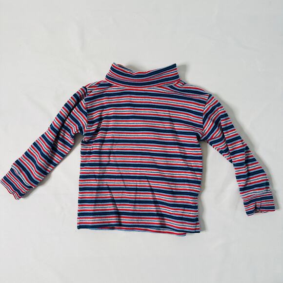 Vintage Circo Blue & Red Multi Striped Long Sleeve Turtleneck Sz 3T - Picture 2 of 7